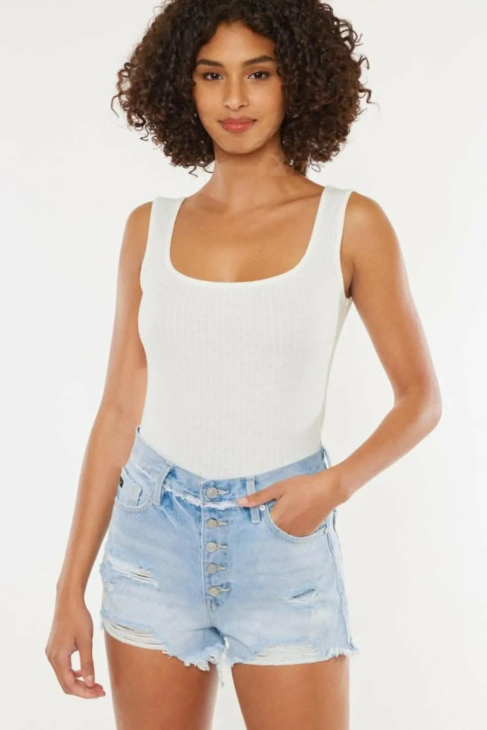Kancan button-fly distressed shorts - Love Salve